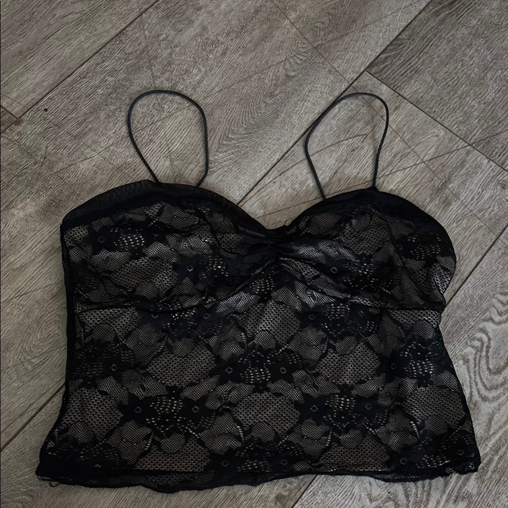 Wild Fable Black Lace Crop Top